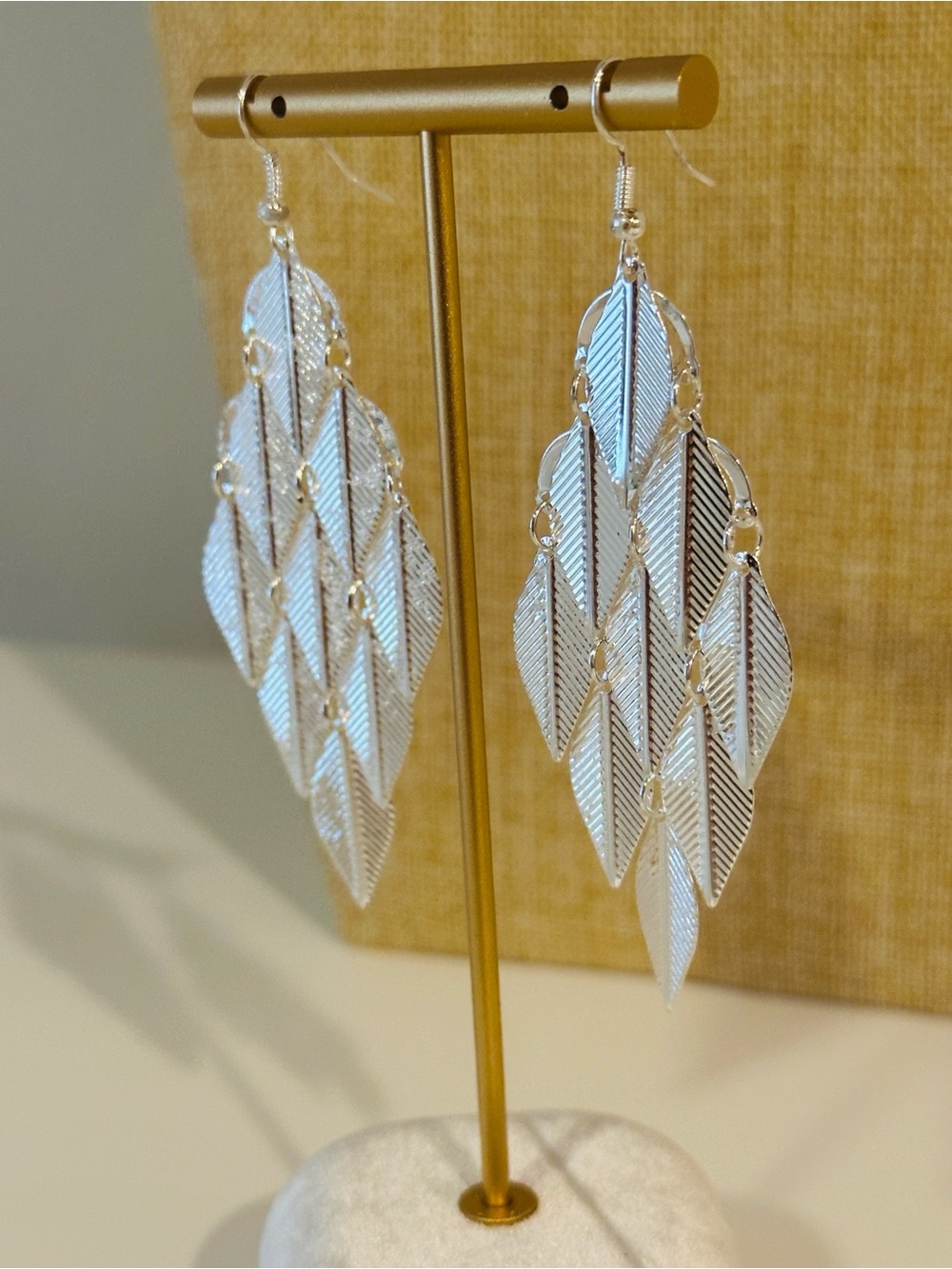 Fashion Jewelry Silver Leaf Cascade Dangle Earrings